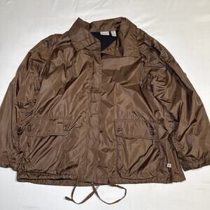 Zenergy by Chicos Size 3 (XL) Jacket Brown Full Zip Snap Pockets Cinch Lined EUC